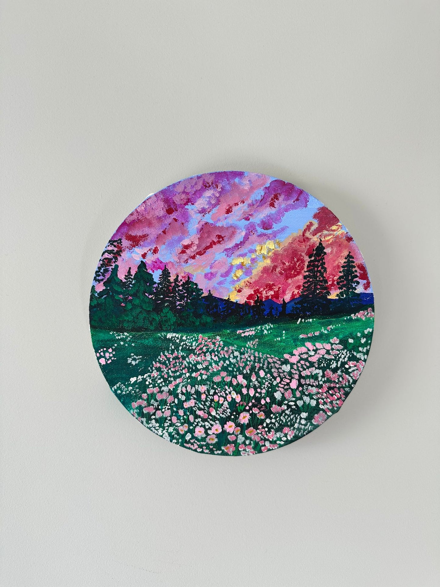 Nature Bliss - Landscape Painting (Round Canvas)