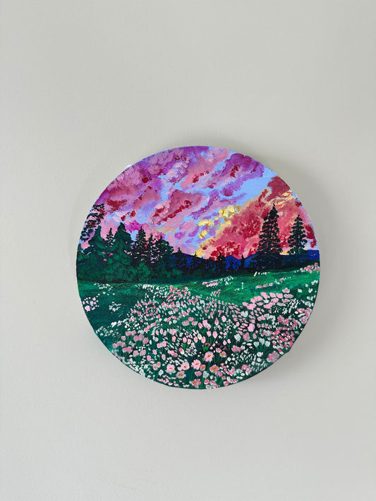 Nature Bliss - Landscape Painting (Round Canvas)